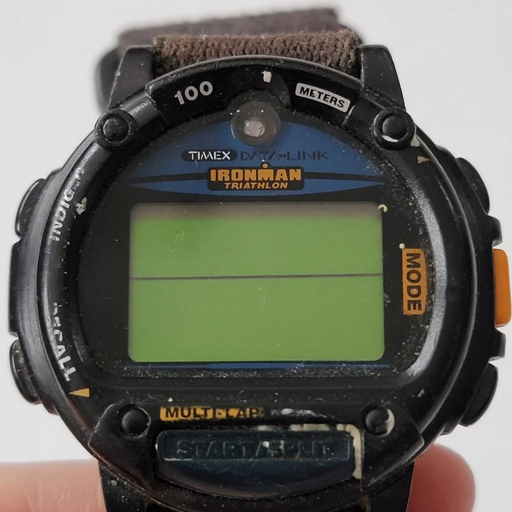 Timex Indiglo Ironman Triathlon Data Link Databank Digital Watch 90s Untested